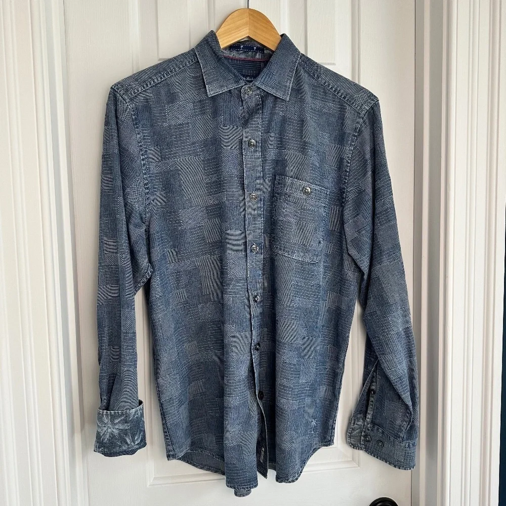 Tommy Bahama Men's Paradise Patchwork Long-Sleeve Shirt EUC - Picture 3 of 6